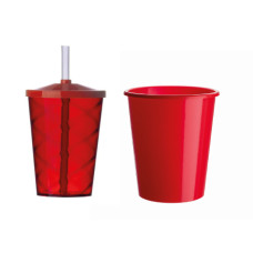 Kit Balde de Pipoca 1 Litro Vermelho com Copo Twister Ultra Megaton